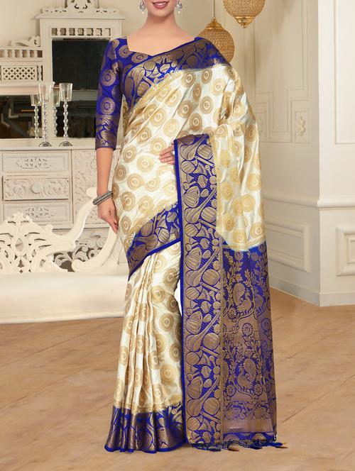 contrast pallu conversational kanjivaram saree - 15464200 - Very Small Image - 1