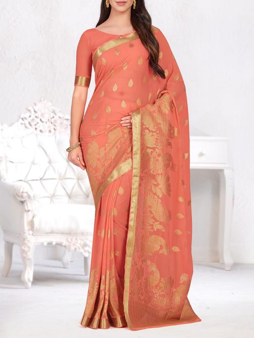 gold zari floral kanjivaram saree - 15464226 - Very Small Image - 1