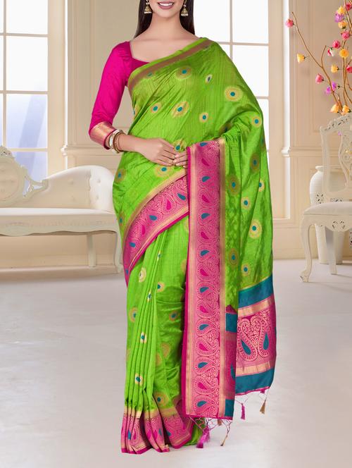 paisley zari border kanjivaram saree - 15464263 - Very Small Image - 1