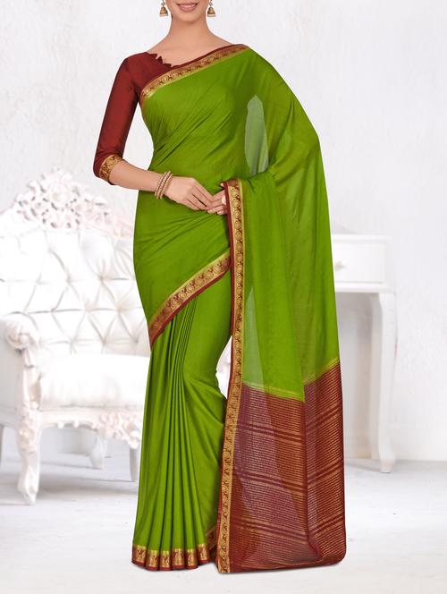contrast paisley border woven saree - 15464289 - Very Small Image - 1