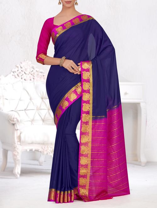 contrast paisley border woven saree - 15464303 - Very Small Image - 1