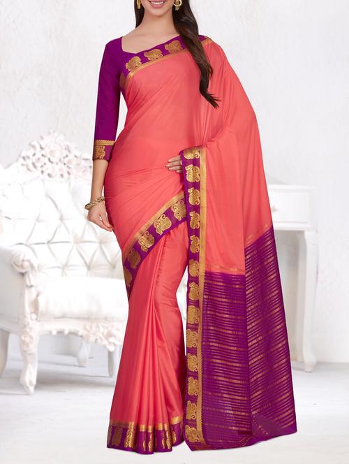 contrast paisley border woven saree - 15464304 - Very Small Image - 1