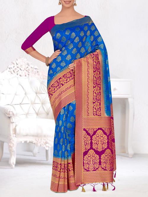 floral zari border kanjivaram saree - 15464321 - Very Small Image - 1