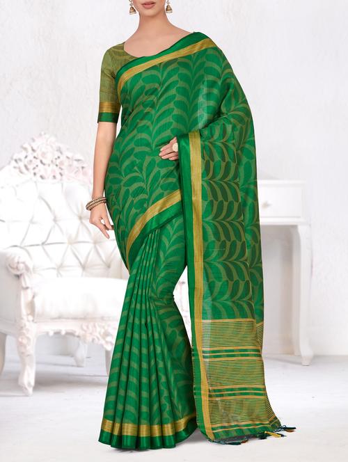 contrast striped pallu tussar saree - 15464326 - Very Small Image - 1