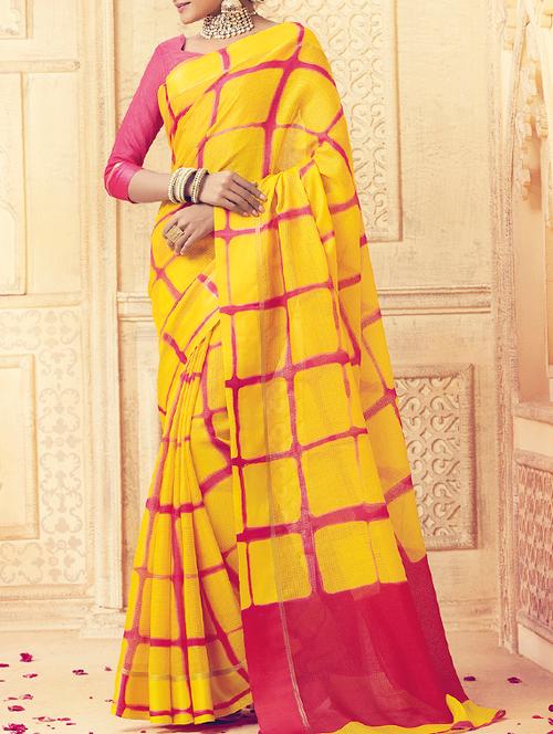 contrast shades tie & dye saree with blouse - 15464449 - Very Small Image - 1