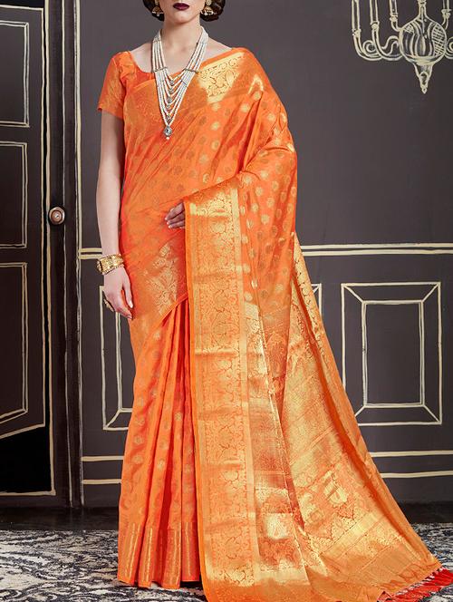 gold zari motif banarasi saree with blouse - 15464466 - Very Small Image - 1