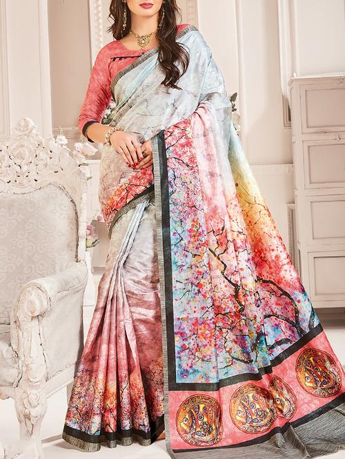 abstract digital printed saree with blouse - 15464472 - Very Small Image - 1