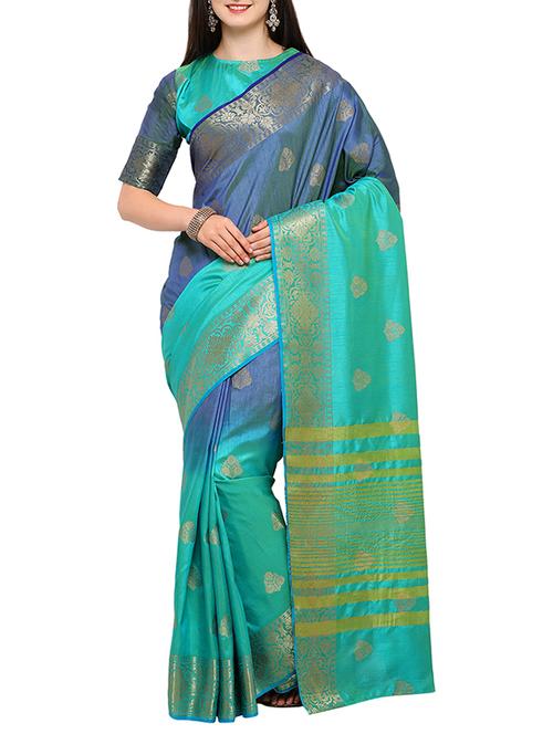 tonal shades zari banarasi saree with blouse - 15464477 - Very Small Image - 1