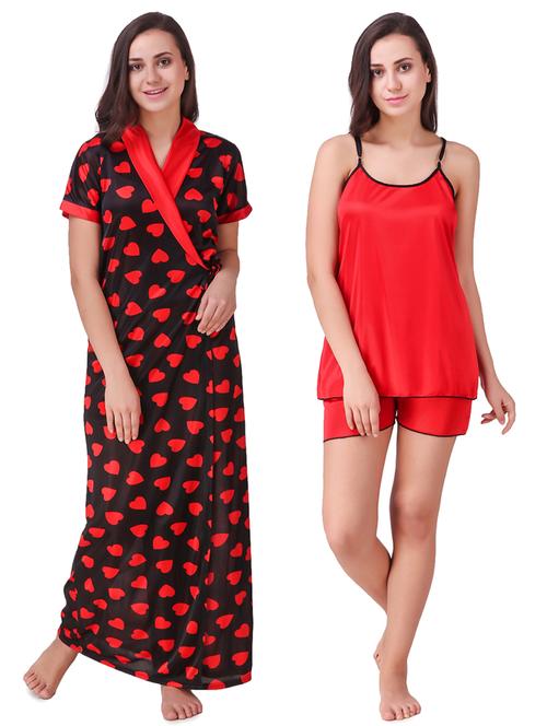 printed sleepwear robe & shorts set - 15464782 - Very Small Image - 1