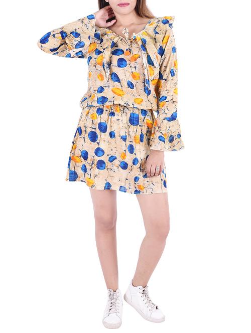 ruffle detail printed blouson dress - 15465064 - Very Small Image - 1