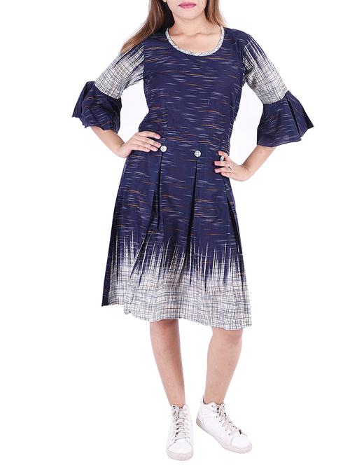 flute sleeved pleated a-line dress - 15465066 - Very Small Image - 1