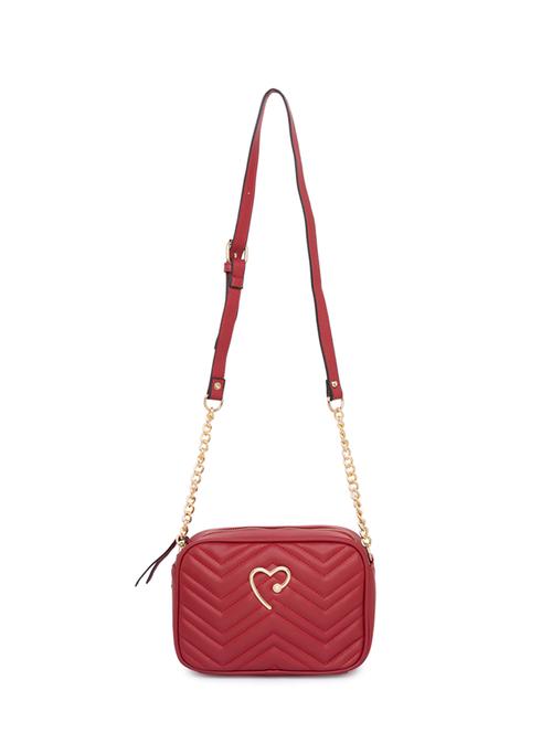 maroon leatherette (pu) sling bag - 15465511 - Very Small Image - 1