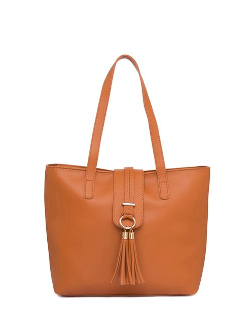 tan leatherette (pu) regular tote - 15465536 - Very Small Image - 1