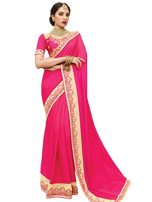 zari border embroidered saree with blouse - 15465688 - Very Small Image - 1