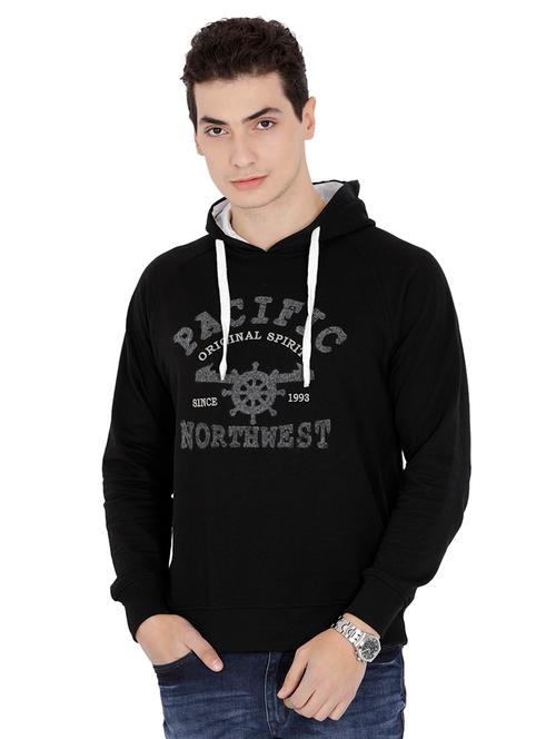 black fleece chest print sweatshirt - 15465771 - Very Small Image - 1