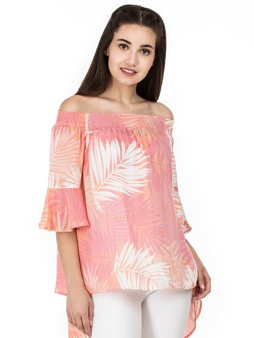 leaf print off shoulder top - 15466291 - Very Small Image - 1