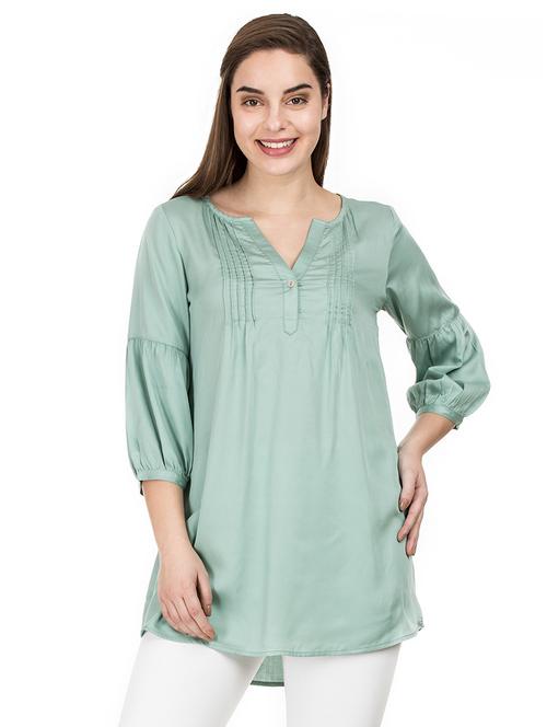 button detail pintuck asymmetric tunic - 15466298 - Very Small Image - 1