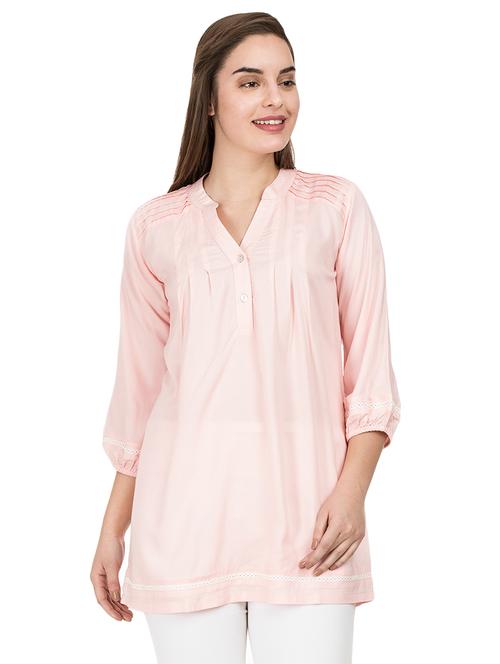 button detail pintuck shoulder tunic - 15466299 - Very Small Image - 1