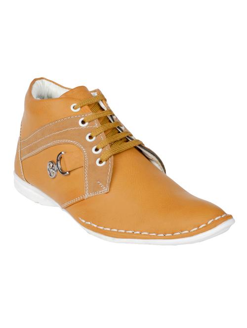 tan leatherette lace up shoes - 15466707 - Very Small Image - 1
