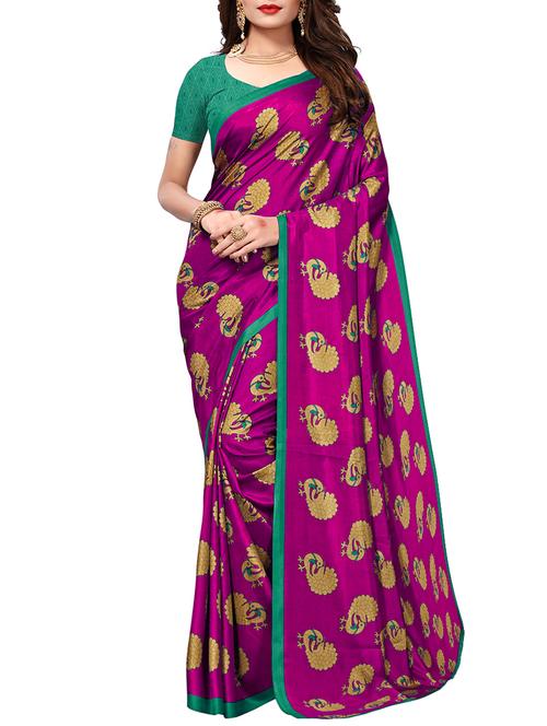 contrast border conversational printed saree with blouse - 15466903 - Very Small Image - 1