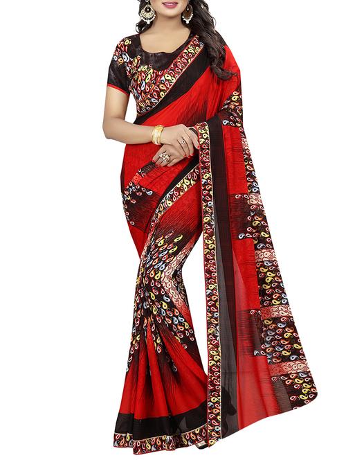 lace border paisley printed saree with blouse - 15466911 - Very Small Image - 1