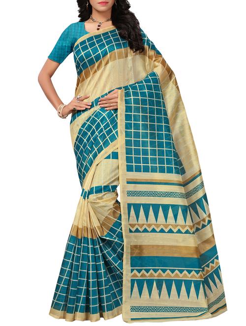 chequered bhagalpuri saree with blouse - 15467308 - Very Small Image - 1
