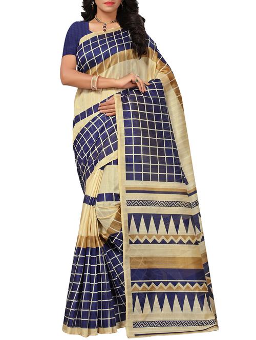 chequered bhagalpuri saree with blouse - 15467309 - Very Small Image - 1