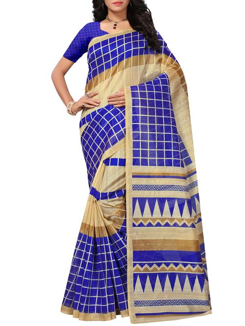 chequered bhagalpuri saree with blouse - 15467312 - Very Small Image - 1