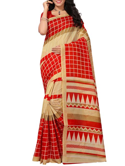 chequered bhagalpuri saree with blouse - 15467314 - Very Small Image - 1