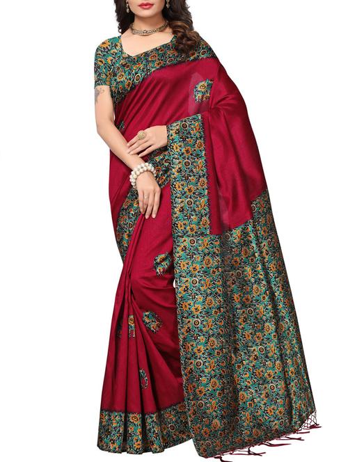 contrast border printed saree - 15467319 - Very Small Image - 1