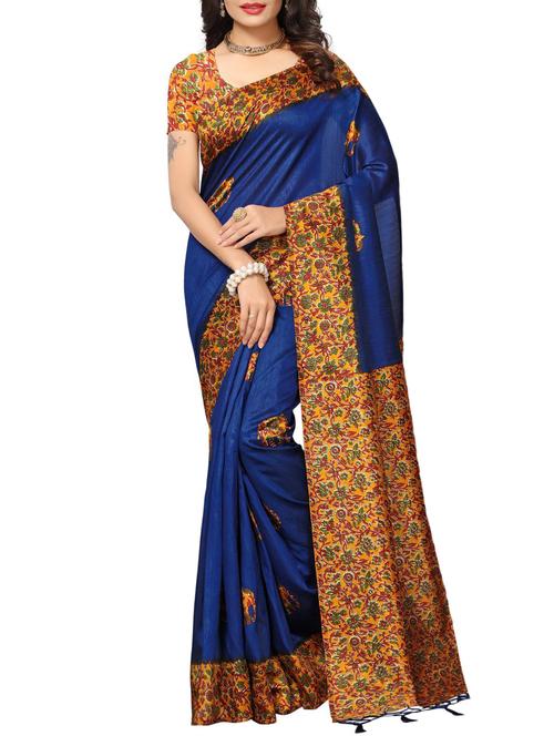 contrast border printed saree with blouse - 15467321 - Very Small Image - 1