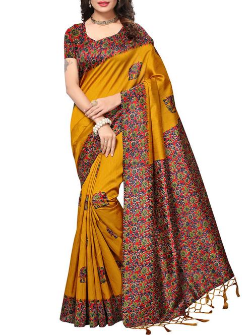 contrast border printed saree - 15467325 - Very Small Image - 1
