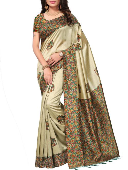 contrast border printed saree - 15467328 - Very Small Image - 1