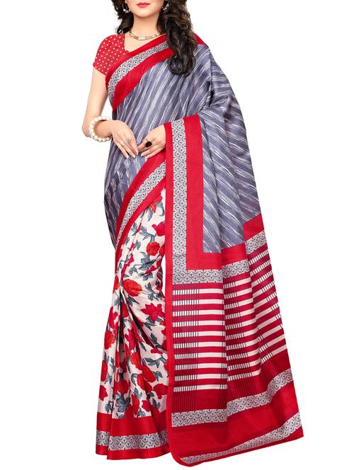 contrast border printed saree - 15467340 - Very Small Image - 1