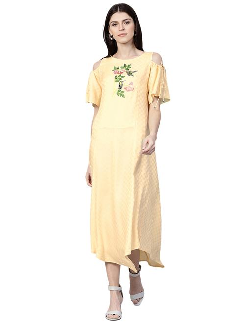 embroidered cold shoulder dress - 15468504 - Very Small Image - 1