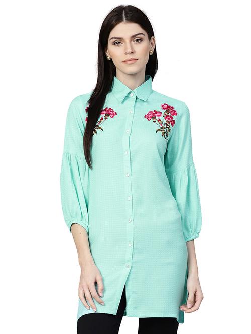 floral embroidered shirt tunic - 15468507 - Very Small Image - 1