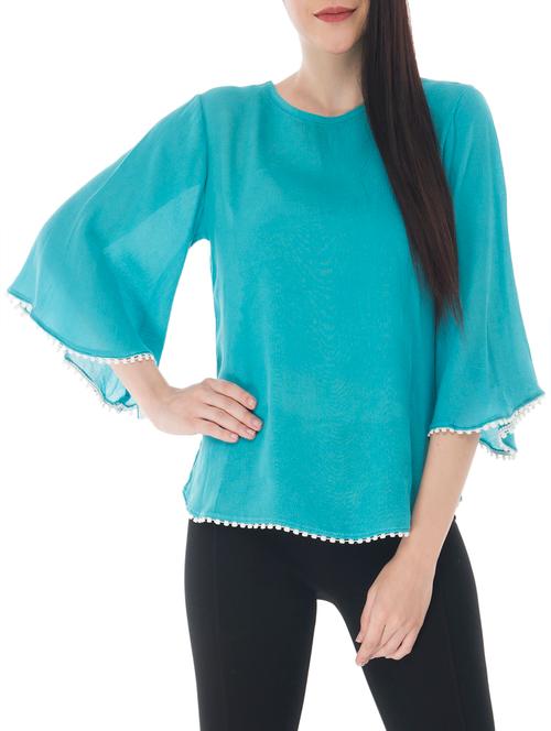 bell sleeved lace trim top - 15468519 - Very Small Image - 1
