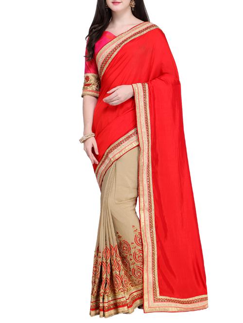 embellished half and half saree with blouse - 15468575 - Very Small Image - 1