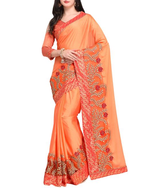 zari floral bordered saree - 15468582 - Very Small Image - 1