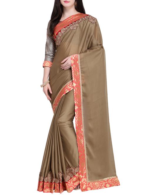 contrast bordered saree - 15468588 - Very Small Image - 1