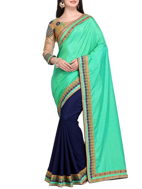 embroidered half and half saree - 15468598 - Very Small Image - 1