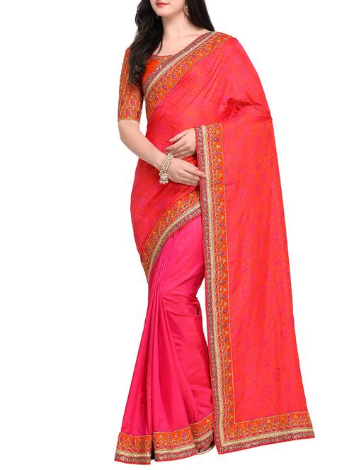 embroidered half and half saree with blouse - 15468600 - Very Small Image - 1