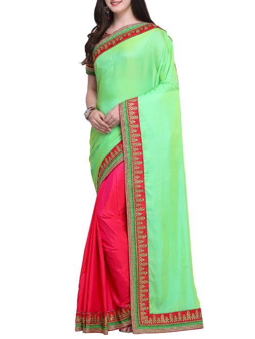 embroidered half and half saree with blouse - 15468602 - Very Small Image - 1