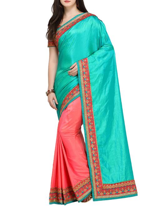 embroidered half and half saree - 15468605 - Very Small Image - 1