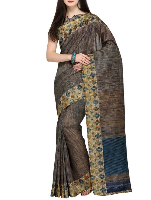 women's self design brown colored saree - 15468616 - Very Small Image - 1