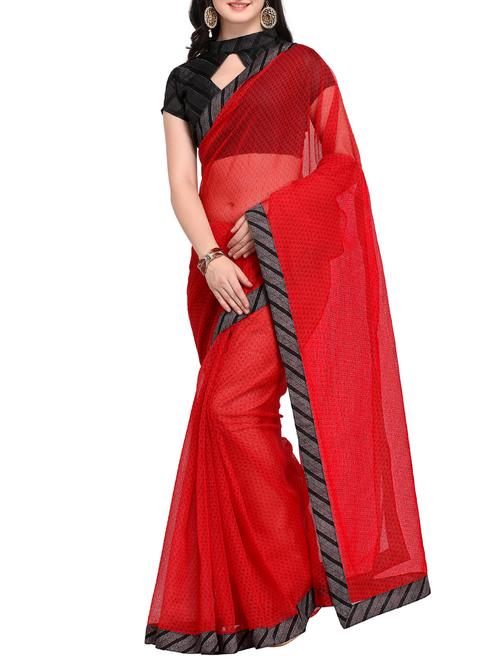 contrast bordered printed saree - 15468642 - Very Small Image - 1