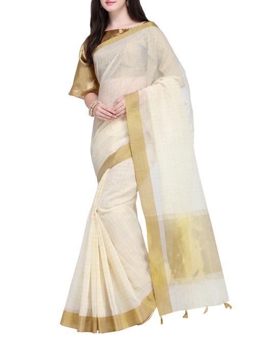 golden border woven saree - 15468664 - Very Small Image - 1