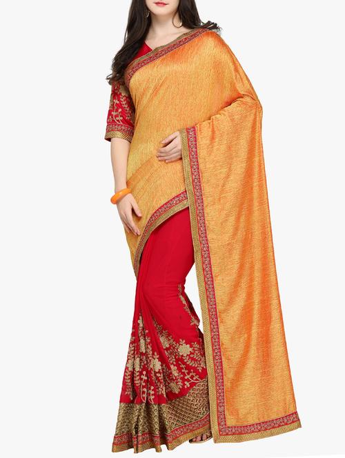 zari embroidered half and half saree - 15468666 - Very Small Image - 1