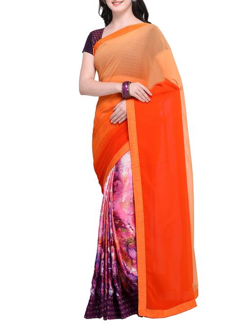 dual tone half and half saree with blouse - 15468692 - Very Small Image - 1