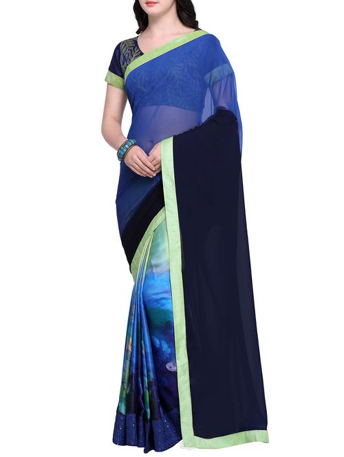 dual tone half and half saree with blouse - 15468695 - Very Small Image - 1